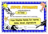 Super Swimmer Certificate